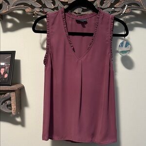 Modcloth Plum Ruffle Trim Blouse